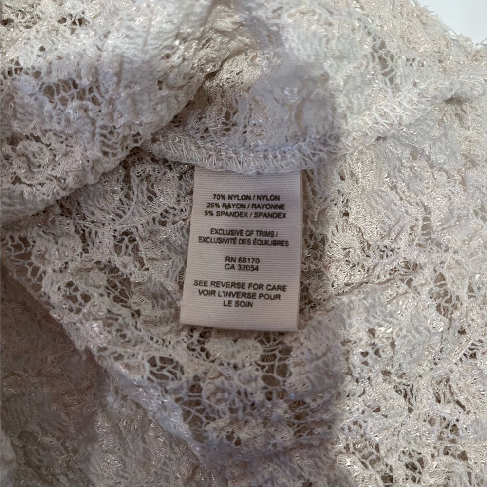 Free People Lace Babydoll Tunic Button Sheer Mini Dress Romantic Coquette Medium - Picture 8 of 10